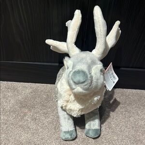 Plush Reindeer Holiday Decor - Gray and Cream